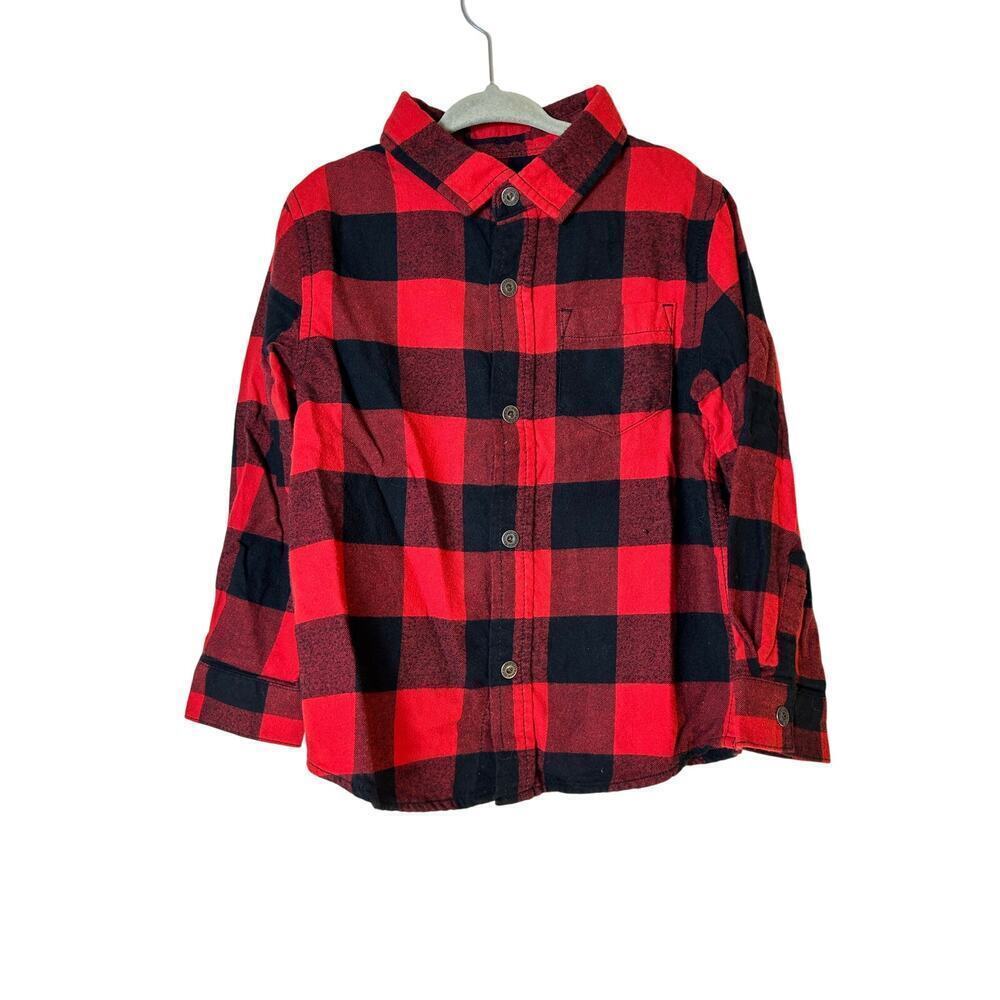 CAT & JACK Unisex Kids Buffalo Checked Flannel Shirt / Size: 4T